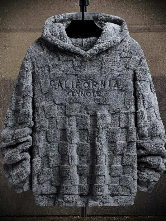 Men'S Letter Embroidery Drop Shoulder Fuzzy Hoodie, Regular Fit Casual Fashion Long Sleeve Hooded Sweatshirt for Spring & Fall, Mens Clothing, Fashion Men'S Clothes for Daily Wear, Graphic Hoodies